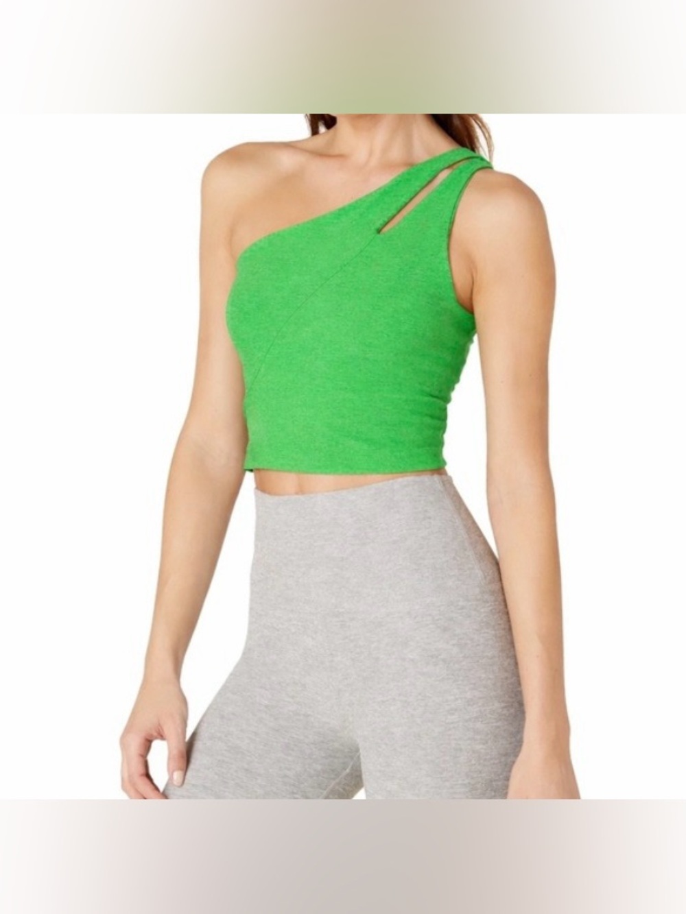 NEW Beyond Yoga Spacedye Lost Your Mind One Shoulder Crop Bra Tank Honeydew
